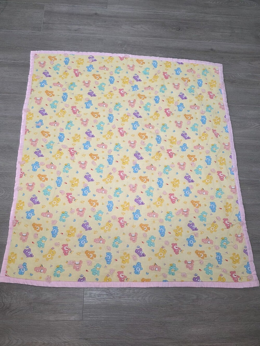 Handmade Care Bears Baby Quilt 36 X 41 Inches